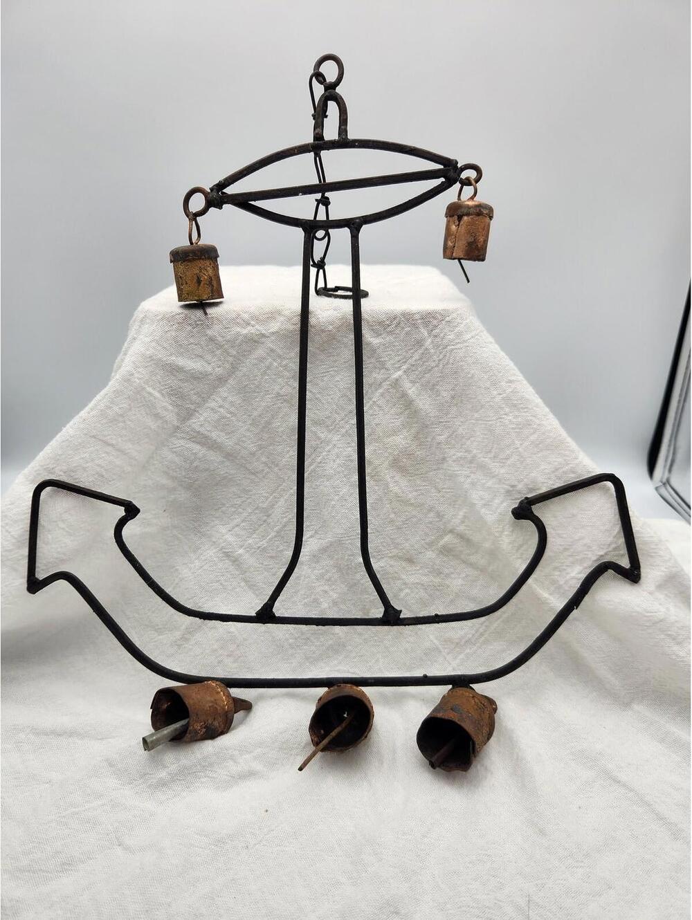 Vintage Style Iron Anchor Wind Chime Hanging Maritime Nautical Decor w/Bells P4